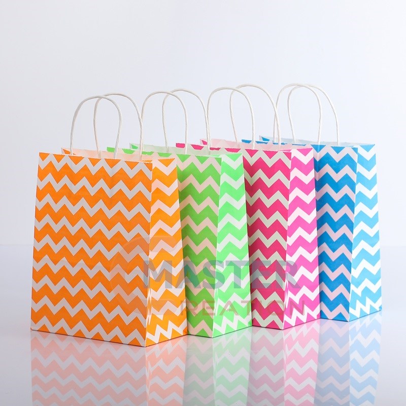 Waved Kraft Paper Bag | Waved Patterns Bag | Kraft Shopping Bag ...