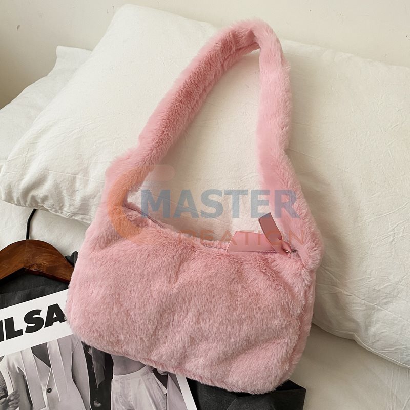 Underarm Plush Tote | Pink Plush Handbag | White Plush Tote | Master ...